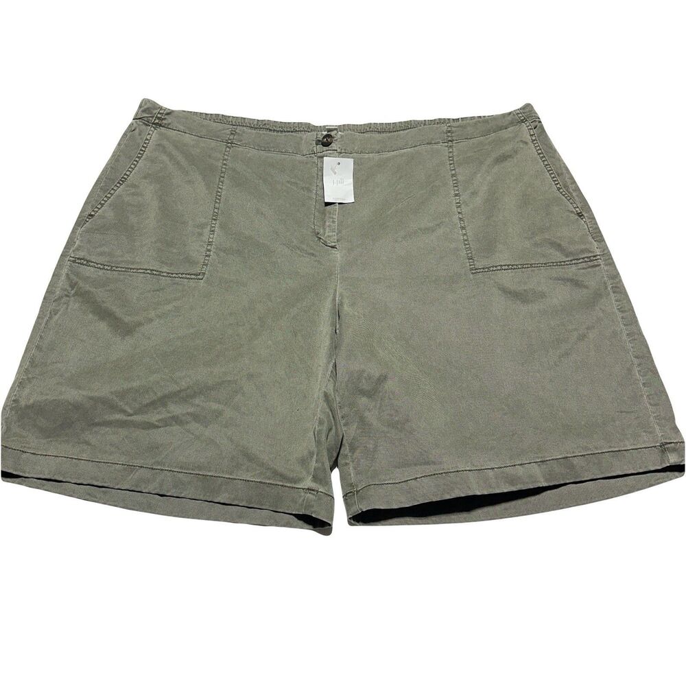 J Jill Women’s Shorts Size 26 28 ? Pockets Light Olive 10” Inseam NWOT